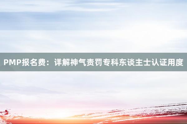 PMP报名费：详解神气责罚专科东谈主士认证用度
