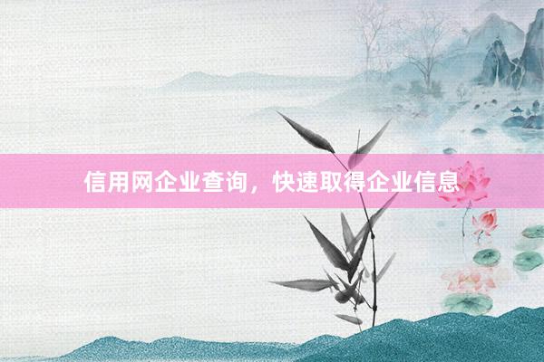 信用网企业查询，快速取得企业信息